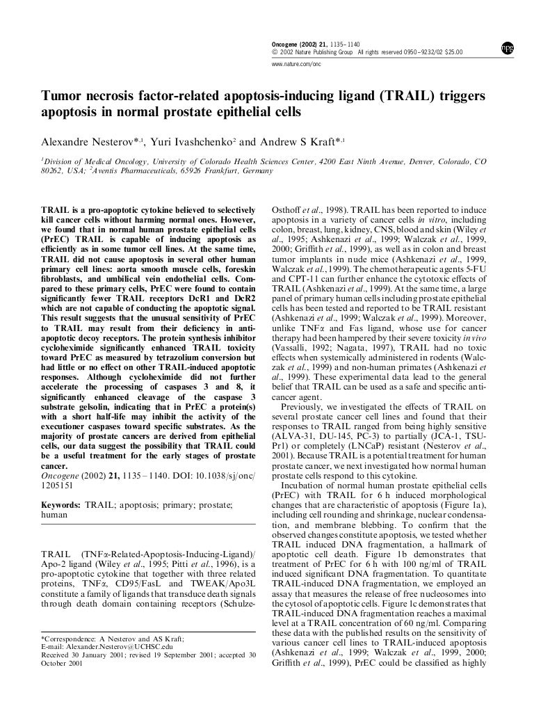 apoptosis tumori prostata